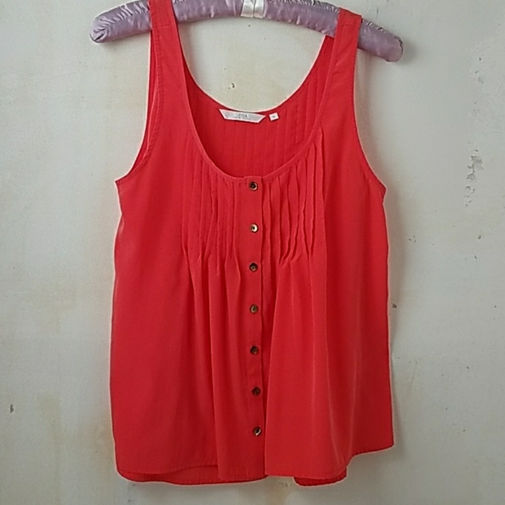 Orange/Red buttondown 100% polyester tank top